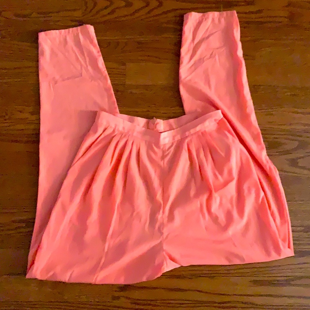 Coral, silk Capri/knickers from American Apparel.